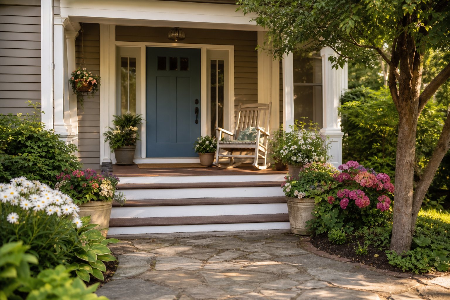 Welcoming front porch and entryway of a home